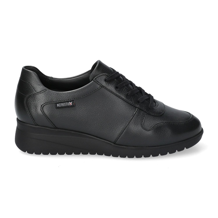 Mephisto ISA dames sleehak veter sneaker - zwart